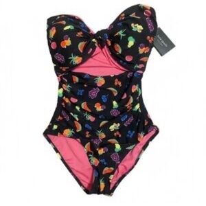 NEW KATE SPADE cut out one piece swimsuit in contrast solids size S